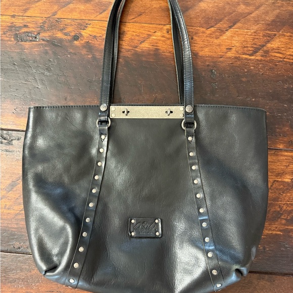 Patricia Nash Studded Black Leather Tote - Picture 2 of 6